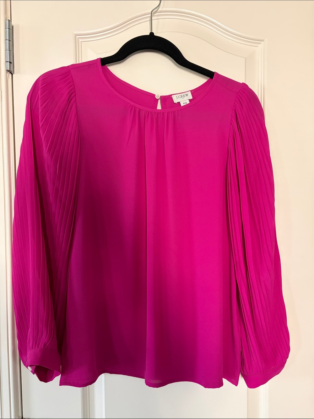 J. Crew Fuchsia Pleated Sleeve Blouse